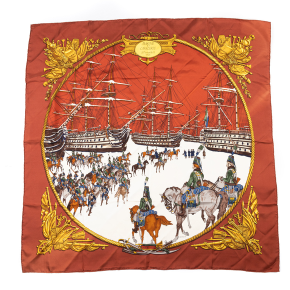 Hermes Scarf Marine et Cavalerie by Philippe Ledoux - Picture 2 of 2